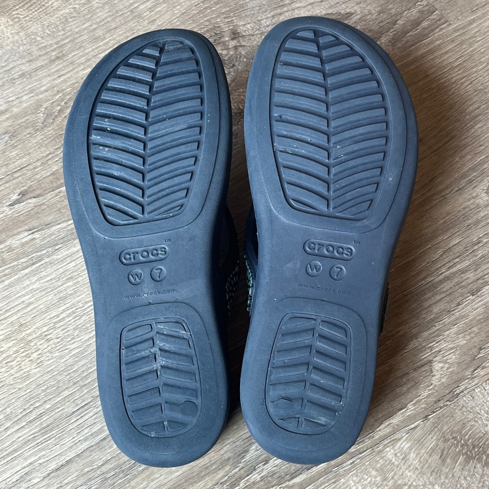 Crocs Monteray Wedge Sandals‎ Beaded Embellished Navy Turquoise Womens 7 - Picture 7 of 8